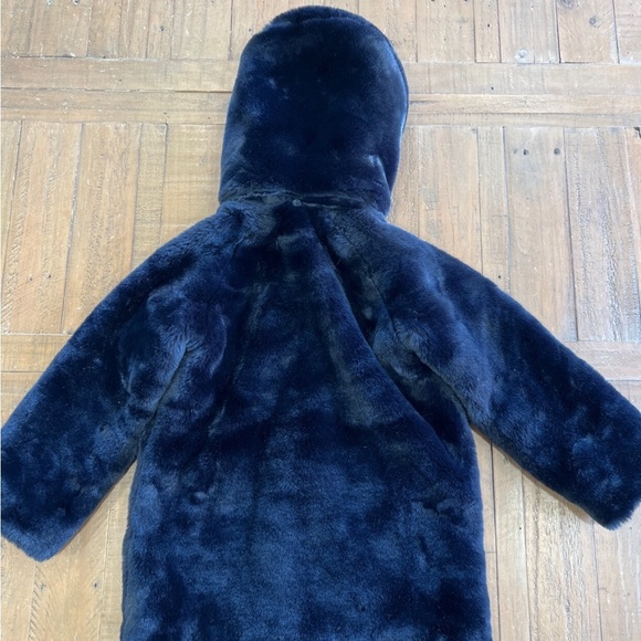 Jacadi navy faux fur hooded coat - Picture 7 of 9